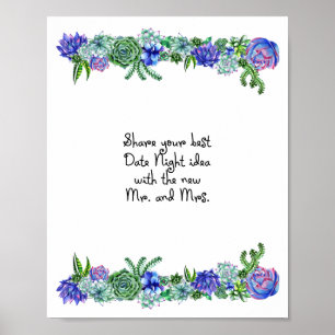 Datum nachtend ideaal teken Succulent Poster