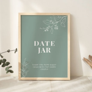 Datum ondertekening groene bruiloft jar Sage Poster