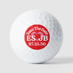 DATUM OPSLAAN Rode Roze Hart MONOGRAMS Rode Achter Golfballen