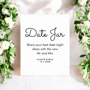 Datum Poster jar Black White Wedding Shower