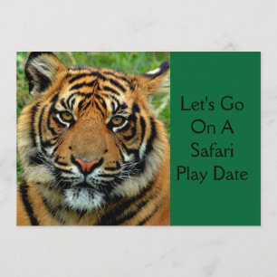 Datum van afspelen in Tiger Safari Birthday Party Kaart