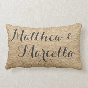 Datum van de Aangepaste huwelijksnamen van Burlap  Kussen