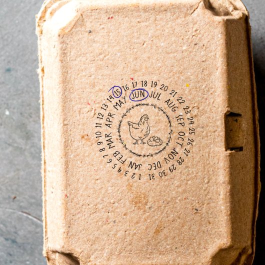 Datum waarop de eieren zijn geleverd Rubber Box St Rubberstempel