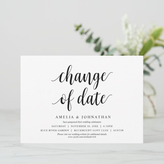 Datum wijzigen, bruiloft Datum wijzigen Kaart (Staand voorkant)