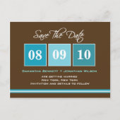 Datumblokken - Turquoise Aankondigingskaart (Voorkant)