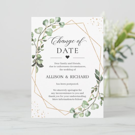 Datumwijziging Groenery Eucalyptus Geometrische Ka Kaart (Staand voorkant)