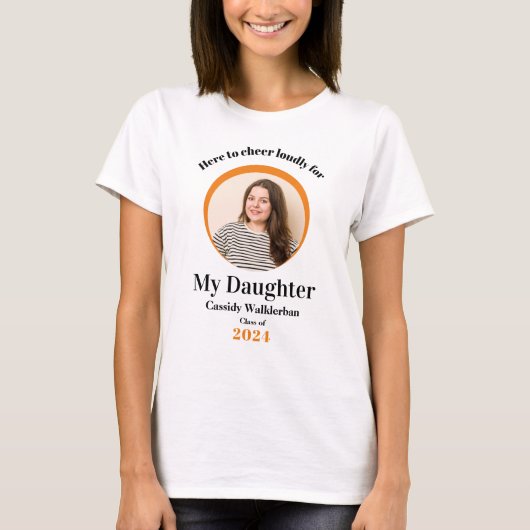 Daughter Afstuderen Oranje Foto Afstuderen T-shirt (Voorkant)