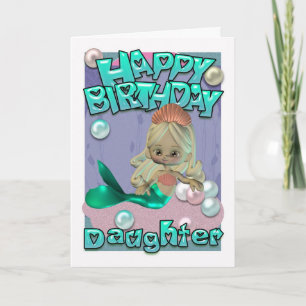 Daughter Birthday Card met Zeemeermin Kaart