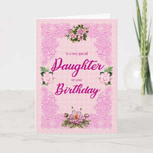 Daughter Birthday met roze Roses Kaart