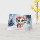 Daughter Christmas Holiday Cute Kitten Kaart (Gele Bloem)