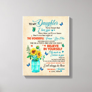 Daughter Gifts Brief aan mijn dochter van mama Canvas Afdruk