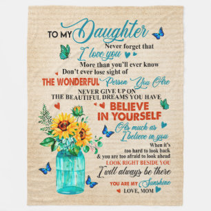 Daughter Gifts Brief aan mijn dochter van mama Fleece Deken