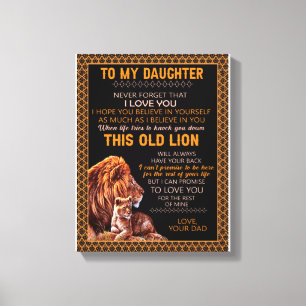 Daughter Gifts Brief aan mijn dochter van papa Canvas Afdruk