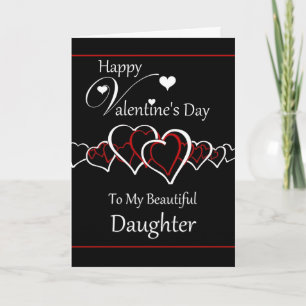 Daughter Happy Valentine's Day / Heart Silhouettes Feestdagen Kaart
