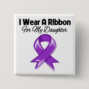 Daughter - Ik Draag Paars lint Vierkante Button 5,1 Cm