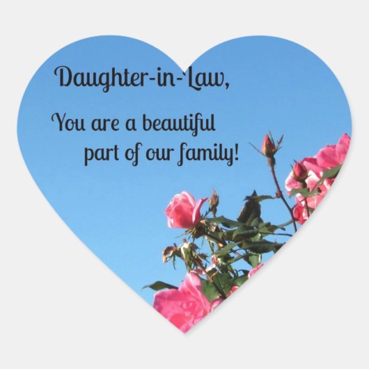 Daughter-in-Law, je bent een prachtig deel van ... Hart Sticker (Voorkant)