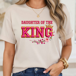 Daughter of the King Christian Floral Pink Gold T- T-shirt