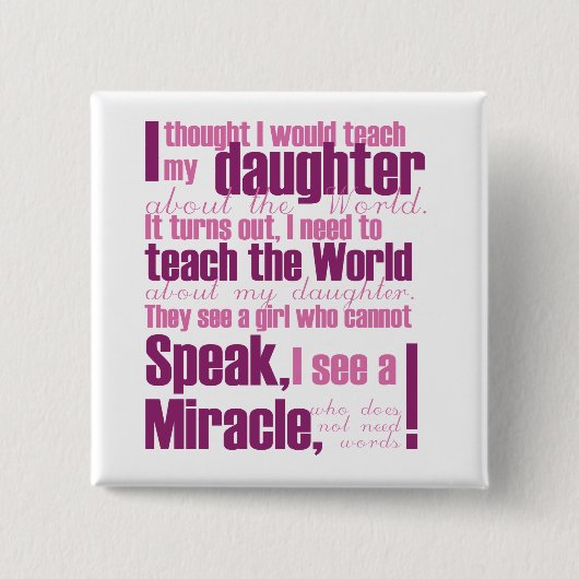 Daughter Pin Vierkante Button 5,1 Cm (Voorkant)