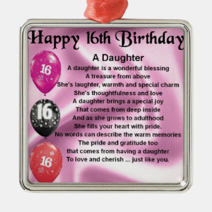 Daughter Poem 16th Birthday Metalen Ornament