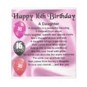 Daughter Poem 16th Birthday Notitieblok (Voorkant)