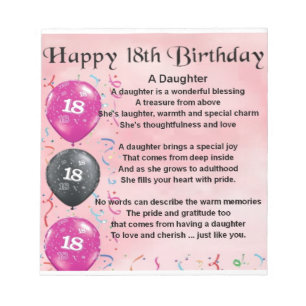 Daughter Poem - 18th Birthday Notitieblok