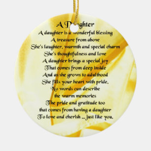 Daughter Poem - Gele Zijde Keramisch Ornament