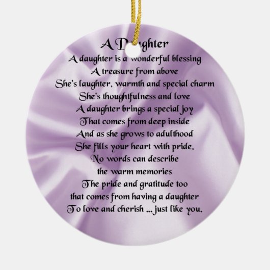 Daughter Poem - Lila zijde Keramisch Ornament (Voorkant)