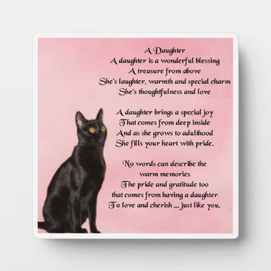 Daughter Poem Plaque - Black Cat Design Fotoplaat (Voorkant)