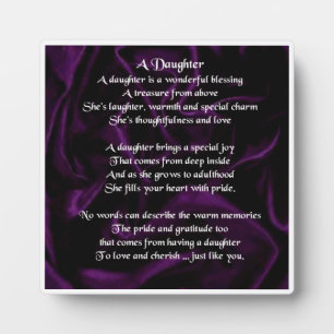Daughter Poem Plaque - Paars zijderijontwerp Fotoplaat