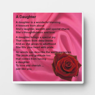 Daughter Poem Plaque - Roze zijde en Roos design Fotoplaat