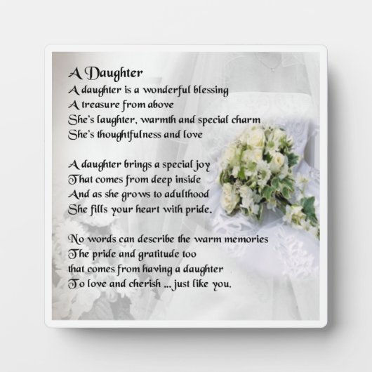 Daughter Poem Plaque - Weddenschapsontwerp Fotoplaat (Voorkant)