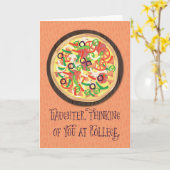 Daughter Thinking of you at College Pizza Kaart (Gele Bloem)