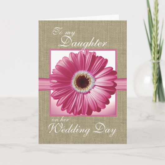 Daughter Wedding Day Pink Gerbera Kaart (Voorkant)