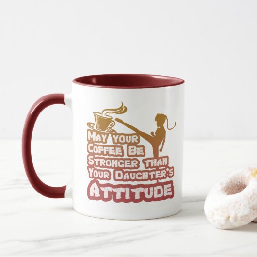 Daughter's Attitude Funny Rood en oranje Quote Mok (Met donut)
