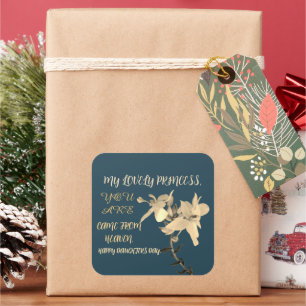DAUGHTERS DAY BLOEMENCADEAU VIERKANTE STICKER