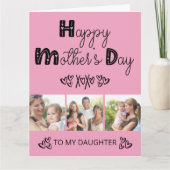 Daughters Moederdag Pink Doodle Typografie Kaart (Voorkant)