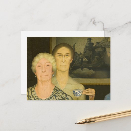 Daughters of Revolution by Grant Wood Briefkaart (Voorkant / Achterkant in situ)