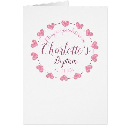 Daughter's pink & white baptism congratulations (Voorkant)