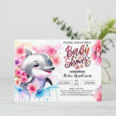 Dauphin Baisers Fille Baby shower Invitation (Debout devant)