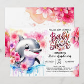 Dauphin Baisers Fille Baby shower Invitation (Devant / Derrière)