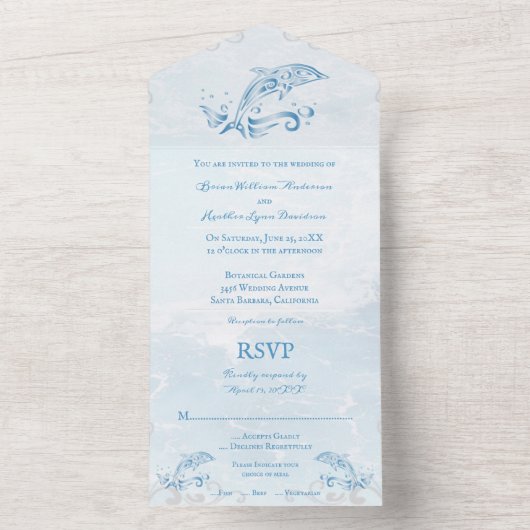 Dauphin bleu en un mariage Invitation (À l'intérieur)