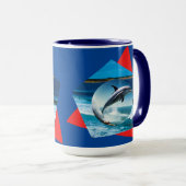 Dauphin Dansant Sur Les Vagues, Mug (Devant droit)