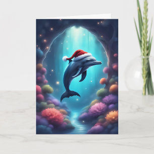 Dauphin de Noël sous la mer - Carte de vacances