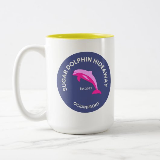 Dauphin de sucre caché Logo Plage Café Mug (Gauche)