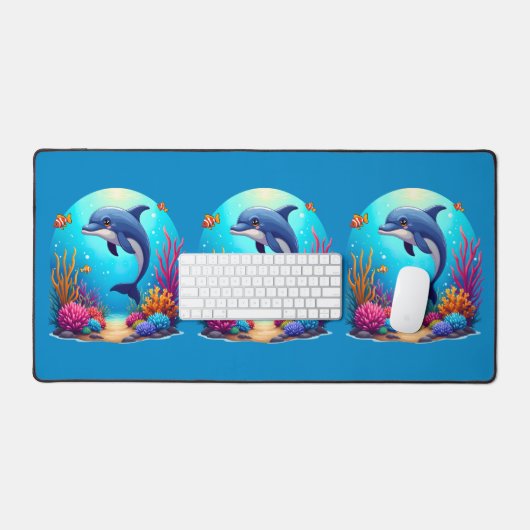 Dauphin géant dans le récif corallien vibrant (Clavier et souris)