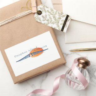 Dauphin Island Alabama bridge and sunset. Rechthoekige Sticker