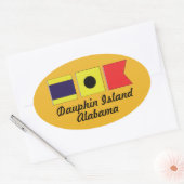 Dauphin Island Alabama Maritiem Signaal Vlag Ovale Sticker (Envelop)