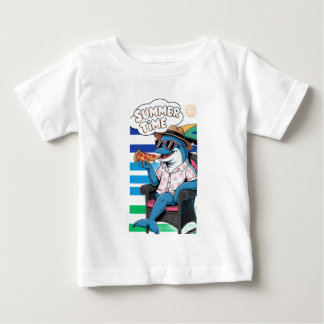 Dauphin mange pizza en été T-shirt Baby Bodysuit