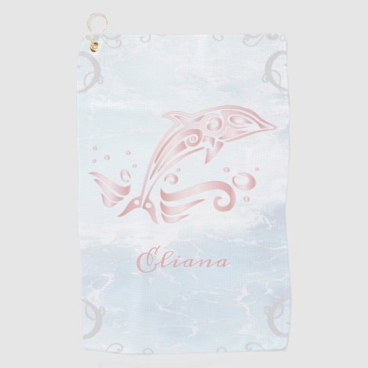 Dauphin rose Serviette de golf personnalisée (Devant)