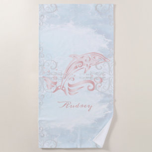 Dauphin rose Serviette de plage personnalisée